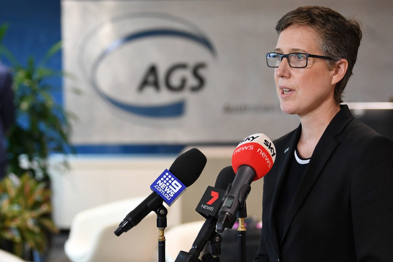 Secretary of the ACTU Sally McManus speaks to the media following a roundtable with union and employer representatives. (Photo: AAP Image/Joel Carrett) 