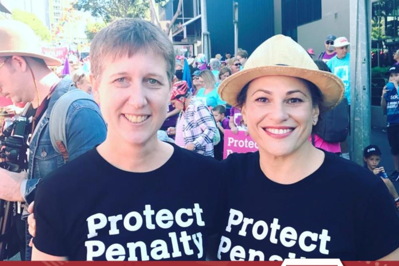 Deputy Premier Jackie Trad shared an old photo with ACTU secretary Sally McManus on Labour Day. (Source: Facebook)