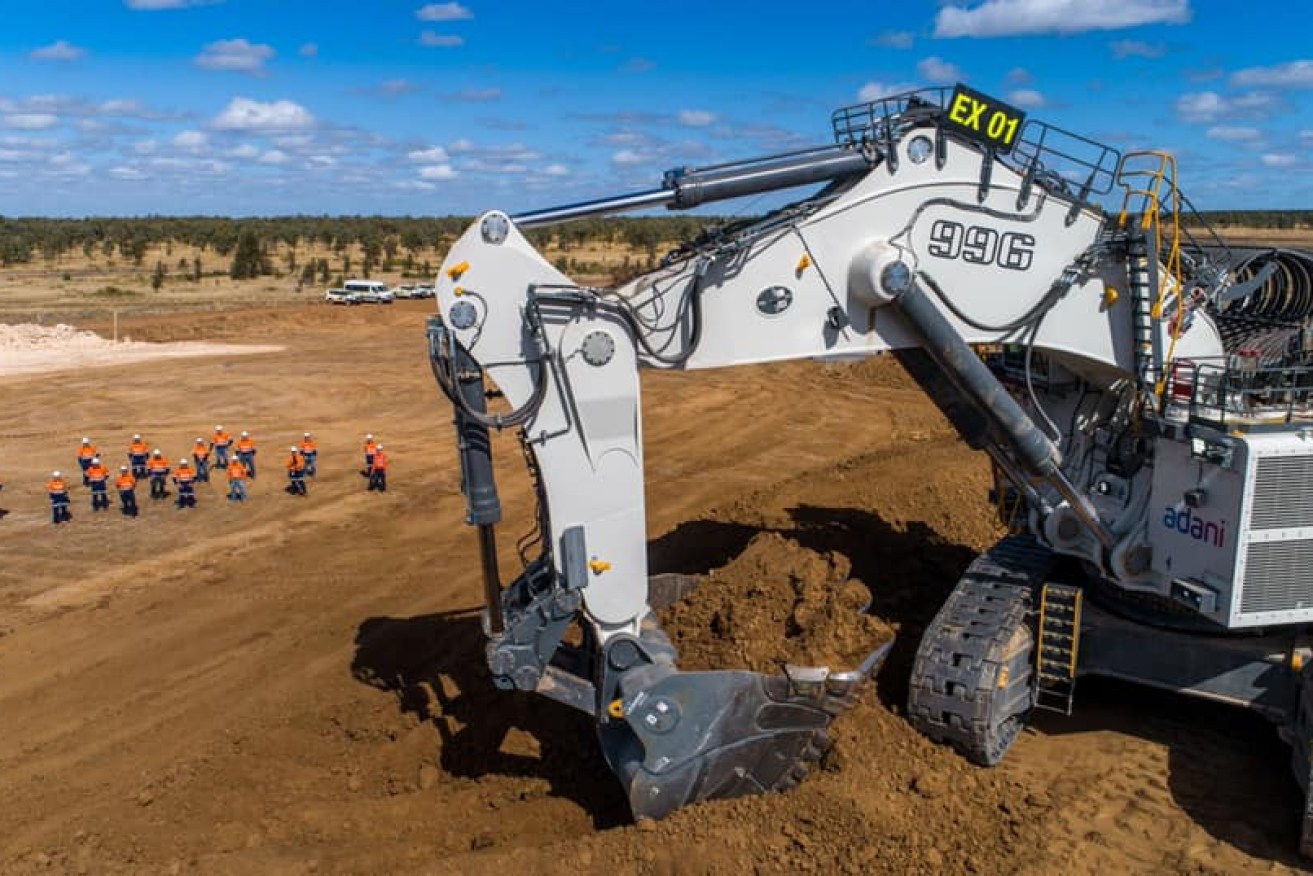 Adani's excavator at the Carmichael mine site