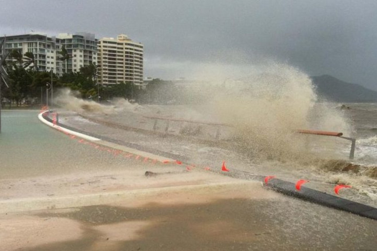 Waves crash on the Cairns waterfront during Cyclone Yasi. North Queensland is bracing for Cyclone Tiffany to make landfall sometime Monday (Photo: ABC)