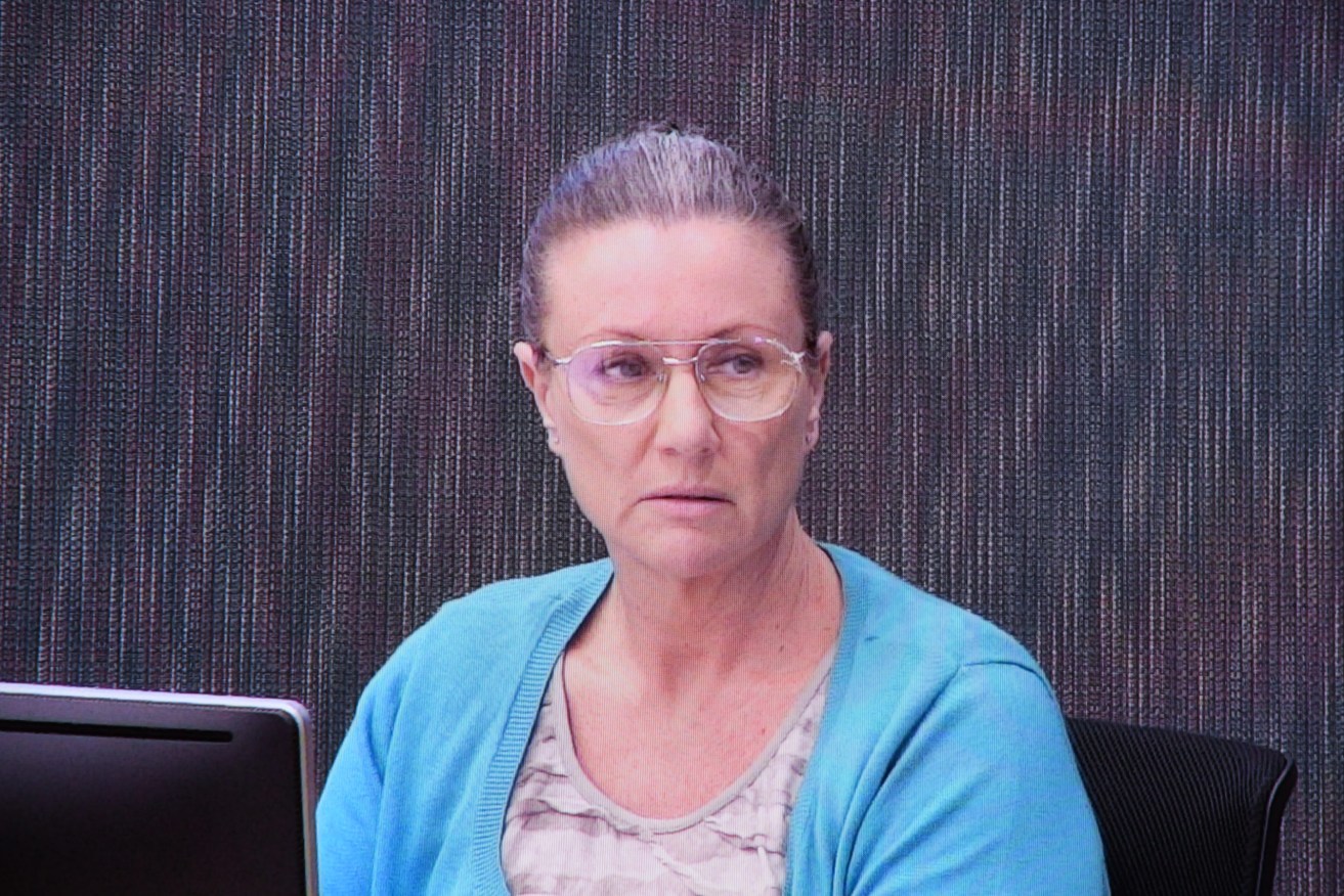 Kathleen Folbigg appears via video link during a convictions inquiry at the NSW Coroners Court in April 2019. The NSW Government will conduct another inquiry into her guilt.  (AAP Image/Peter Rae) 