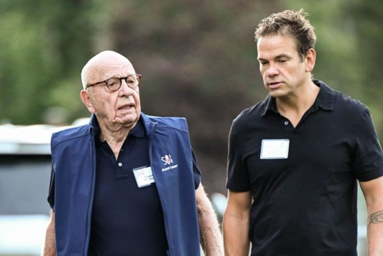 Rupert Murdoch and his son Lachlan who has launched a defamation action against Australian news website Crikey.( Photo: Deadline)