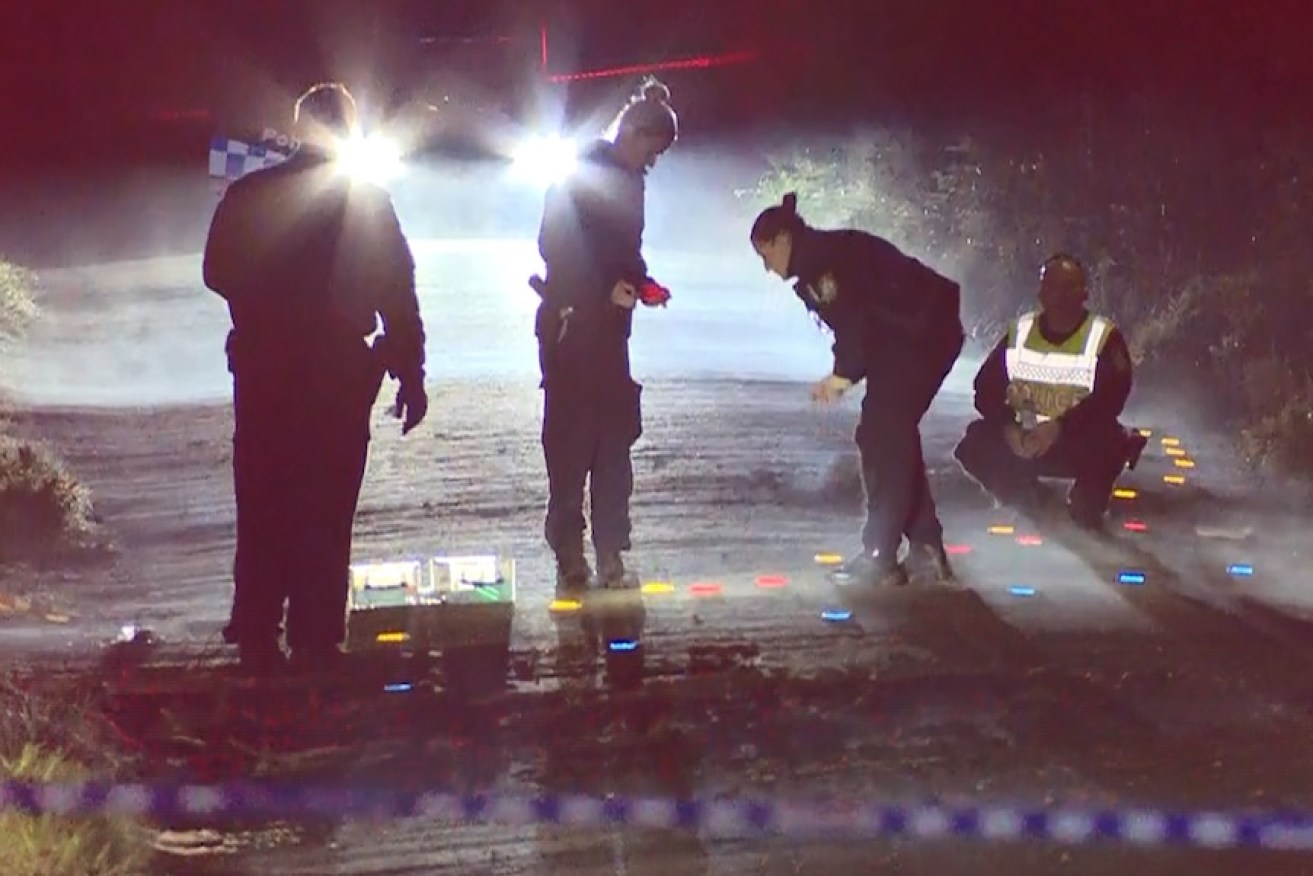 Police examine the scene in the small NSW town of Buxton where five teenagers died. (Photo: ABC)